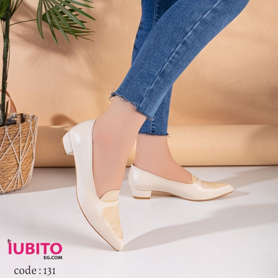Women's shoes, 2 cm heel - beige - code (131)